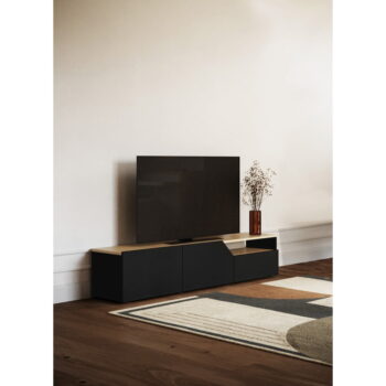 TV stolík s doskou v dekore duba v čierno-prírodnej farbe 180x38 cm Verone – TemaHome - Image 6