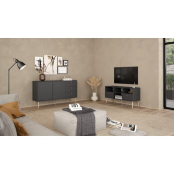 Antracitový TV stolík 117x61 cm Bodo – Tvilum – Obrázok 11