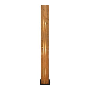 Stojacia lampa v čierno-prírodnej farbe s dreveným tienidlom (výška 121 cm) Karuni – Trio – Obrázok 3