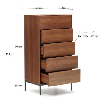 Vysoká komoda v dekore orecha v prírodnej farbe 60x114 cm Vedrana – Kave Home – Obrázok 6