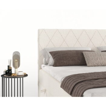 Krémovobiela boxspring posteľ s úložným priestorom 200x200 cm Gwen – Maison de Rêve - Image 11