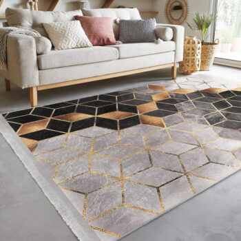 Koberec behúň v sivo-zlatej farbe 80x200 cm – Mila Home - Image 5
