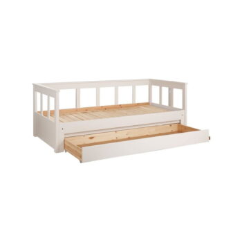 Biela detská posteľ z borovicového dreva s výsuvným lôžkom s úložným priestorom 90x200 cm PINO – Vipack - Image 3
