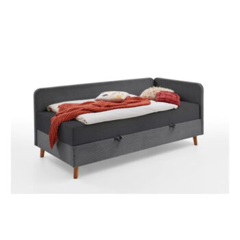 Tmavosivá čalúnená jednolôžková posteľ s úložným priestorom 90x200 cm Cabana – Meise Möbel - Image 4