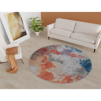 Modro-oranžový umývateľný okrúhly koberec ø 100 cm – Vitaus – Obrázok 2