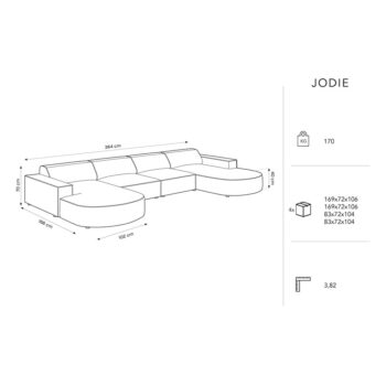Zelená zamatová rohová pohovka (do "U") Jodie - Micadoni Home - Image 2