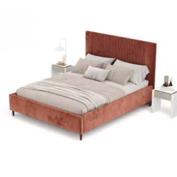 Čalúnená dvojlôžková posteľ s úložným priestorom s roštom 160x200 cm v tehlovej farbe Etero – Maison de Rêve – Obrázok 10