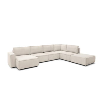Krémovobiela menčestrová rohová pohovka (pravý roh/do tvaru "U") Nihad modular – Bobochic Paris - Image 3