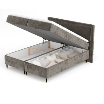 Tmavosivá boxspring posteľ s úložným priestorom 180x200 cm Voyage – Maison de Rêve - Image 8