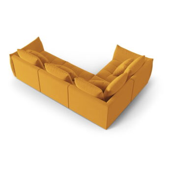 Žltá rohová pohovka z textílie bouclé (ľavý roh/do L) Bloom – Micadoni Home – Obrázok 4