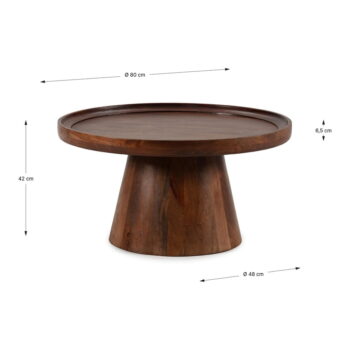 Tmavohnedý okrúhly konferenčný stolík z mangového dreva ø 80 cm Rose – Marckeric - Image 5