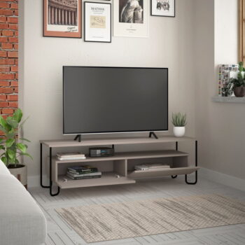 Sivo-béžový TV stolík 150x45 cm Dilly – Marckeric - Image 5