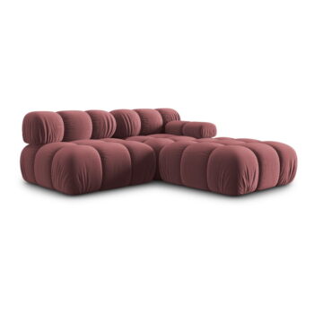 Ružová zamatová pohovka 282 cm Bellis – Micadoni Home - Image 3