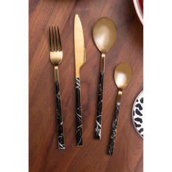 Oceľový príbor v čierno–zlatej farbe 16 ks Avie – Premier Housewares - Image 4