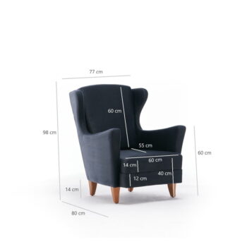 Tmavosivé kreslo ušiak Lola Brejer – Artie - Image 7