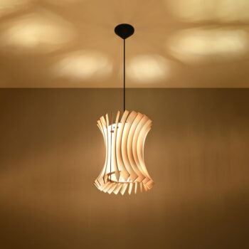 Závesné svietidlo v prírodnej farbe s dreveným tienidlom ø 30 cm Menges – Nice Lamps - Image 2