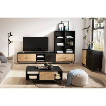 Čierny TV stolík v dekore exotického dreva 181x53 cm Hanoi - Marckeric - Image 7