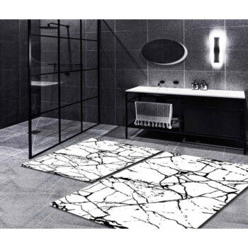 Biele/čierne kúpeľňové predložky v súprave 2 ks 60x100 cm Cracks – Mila Home - Image 2