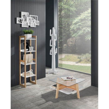 Konferenčný stolík so sklenenou doskou v prírodnej farbe 60x60 cm Varm – Tomasucci - Image 3