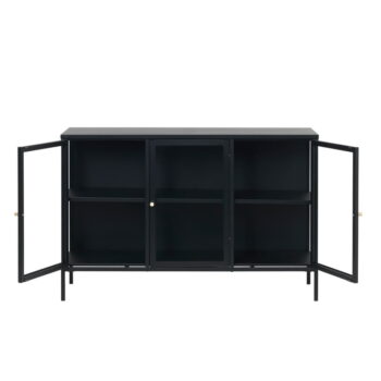Čierna kovová vitrína 132x85 cm Carmel – Unique Furniture - Image 2