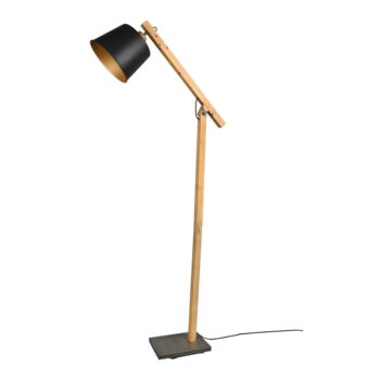 Stojacia lampa v čierno-prírodnej farbe s kovovým tienidlom (výška 156 cm) Harris – Trio - Image 4