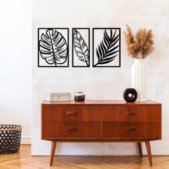 Kovová nástenná dekorácia 80x38 cm Leaf – Wallity - Image 4