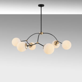 Bielo-čierne závesné svietidlo so skleneným tienidlom ø 90 cm Kromozóm – Opviq lights - Image 5