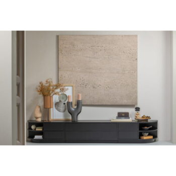 Čierny modulárny TV stolík z borovicového dreva 231x40 cm Finca – WOOOD - Image 6