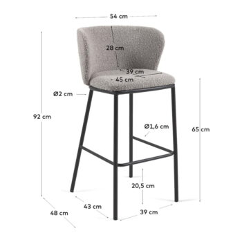 Svetlosivá barová stolička (výška sedadla 65 cm) Ciselia – Kave Home - Image 3