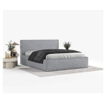 Sivá čalúnená dvojlôžková posteľ s úložným priestorom s roštom 180x200 cm Lounge L – Maison de Rêve - Image 8