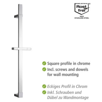 Nástenná sprchová tyč z nerezovej ocele v lesklej striebornej farbe 68 cm Design – Wenko - Image 3