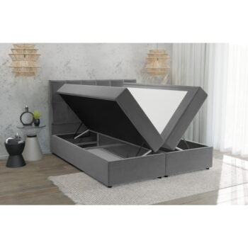 Sivá boxspring posteľ s úložným priestorom 200x200 cm Flip – Ropez - Image 4