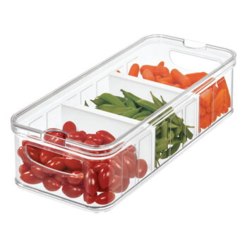 Priehľadný úložný box s vekom a 3 priehradkami iDesign, 38 x 16 cm - Image 2