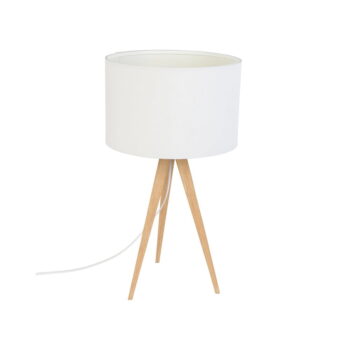 Biela stolová lampa Zuiver Tripod Wood
