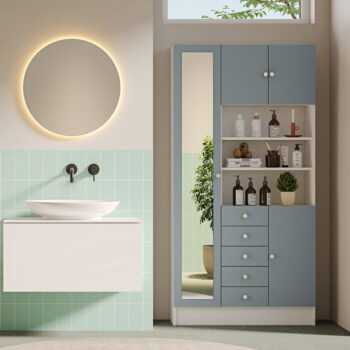 Sivo-biela kúpeľňová skrinka 90x182 cm Combi – TemaHome - Image 5