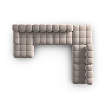 Svetlohnedá zamatová modulárna rohová pohovka (pravý roh/do tvaru "U") Bellis – Micadoni – Obrázok 5