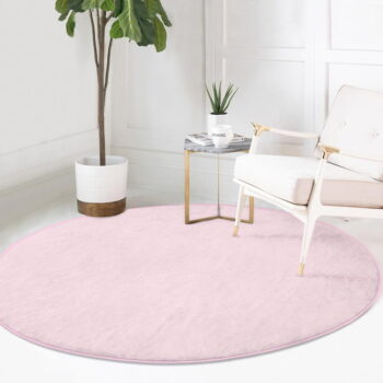 Svetloružový prateľný okrúhly koberec vhodný pre robotické vysávače ø 80 cm Comfort – Mila Home - Image 3