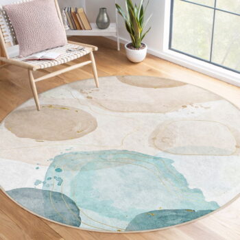 Modro-béžový prateľný okrúhly koberec ø 120 cm Puddle – Mila Home - Image 10