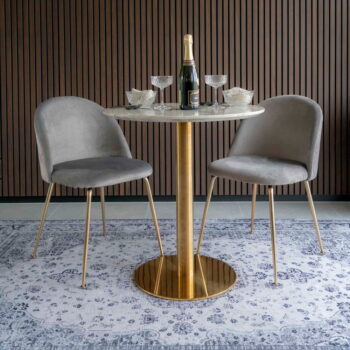 Okrúhly jedálenský stôl s doskou v dekore mramoru ø 70 cm Bolzano – House Nordic - Image 2