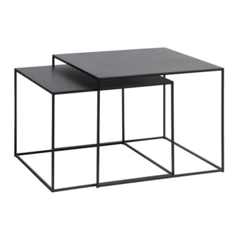 Čierne kovové konferenčné stolíky v súprave 2 ks 65x65 cm Pebble – Unique Furniture