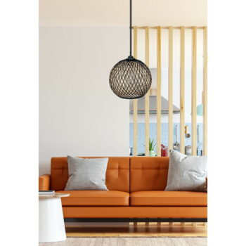 Závesné svietidlo v čiernej a tmavohnedej farbe s tienidlom z juty ø 24 cm – Opviq lights - Image 2