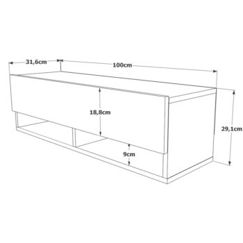 TV stolík v dekore borovice v zeleno-prírodnej farbe 100x29x32 cm – Kalune Design - Image 6