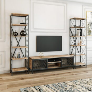 Antracitovosivá/prírodná TV súprava 150x47 cm Maxim – Kalune Design - Image 4