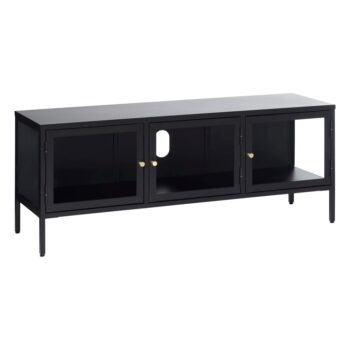 Čierny kovový TV stolík 132x52 cm Carmel - Unique Furniture – Obrázok 2