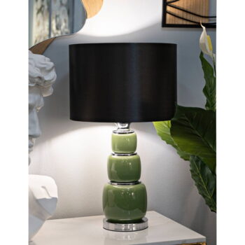 Zelená/sivá stolová lampa s textilným tienidlom (výška  57 cm) Eva – Mauro Ferretti - Image 2
