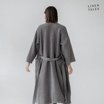 Tmavosivý župan veľkosť L/XL Honeycomb - Linen Tales - Image 4
