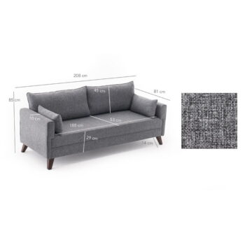 Sivá pohovka 208 cm Bella – Balcab Home - Image 9