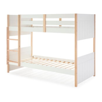 Biela poschodová detská posteľ z borovicového dreva 90x190 cm Kiara – Marckeric