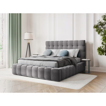 Sivá čalúnená dvojlôžková posteľ s úložným priestorom s roštom 160x200 cm Bali – Cosmopolitan Design - Image 3