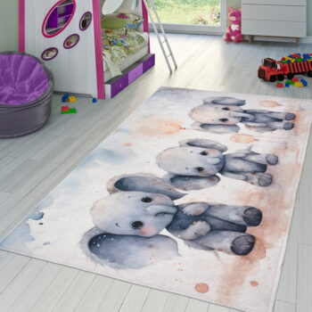 Svetlosivý detský koberec 120x180 cm Baby Elephants – Vitaus – Obrázok 2